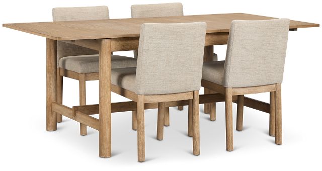 Taylor Light Tone Rect Table & 4 Upholstered Chairs