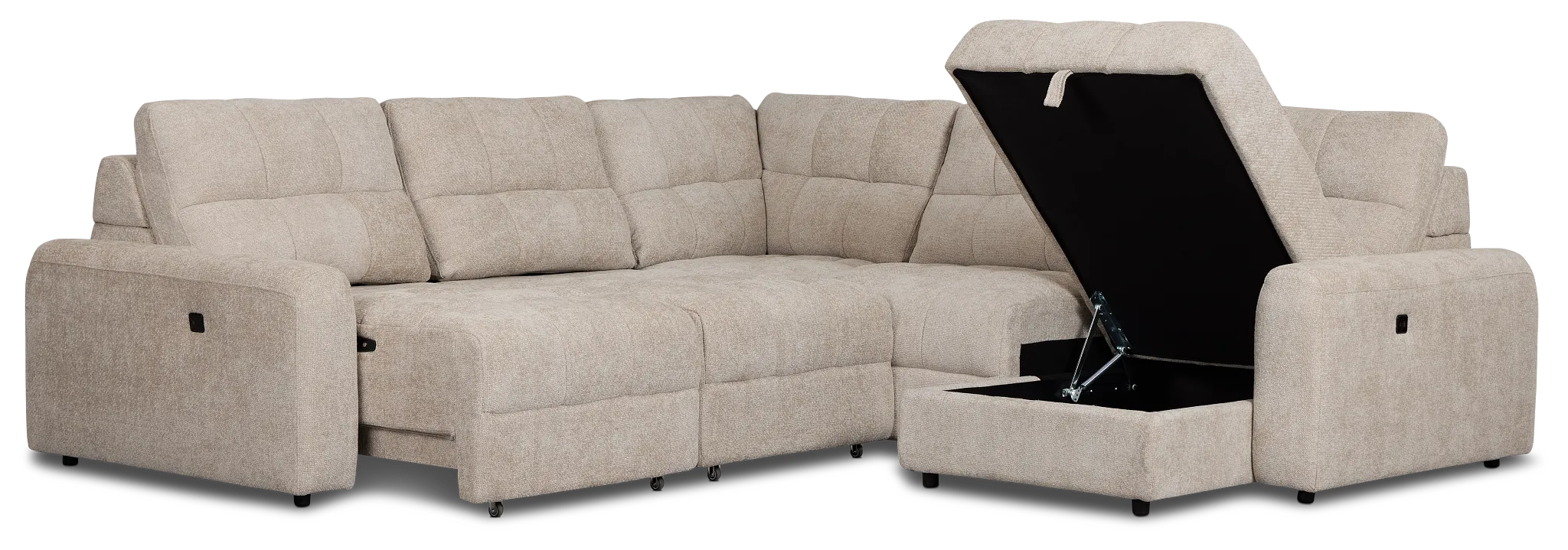 Hendrix Light Taupe Fabric Small Right Chaise Power Extension Sectional