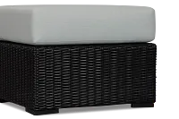 Montecito Black Small Ottoman With Light Blue Cushions