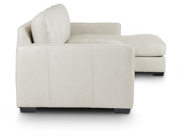 Dawkins Taupe Leather Small Right Chaise Sectional