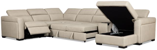 Melody Light Gray Storage Medium Right Dual Power Chaise Sleeper Sectional