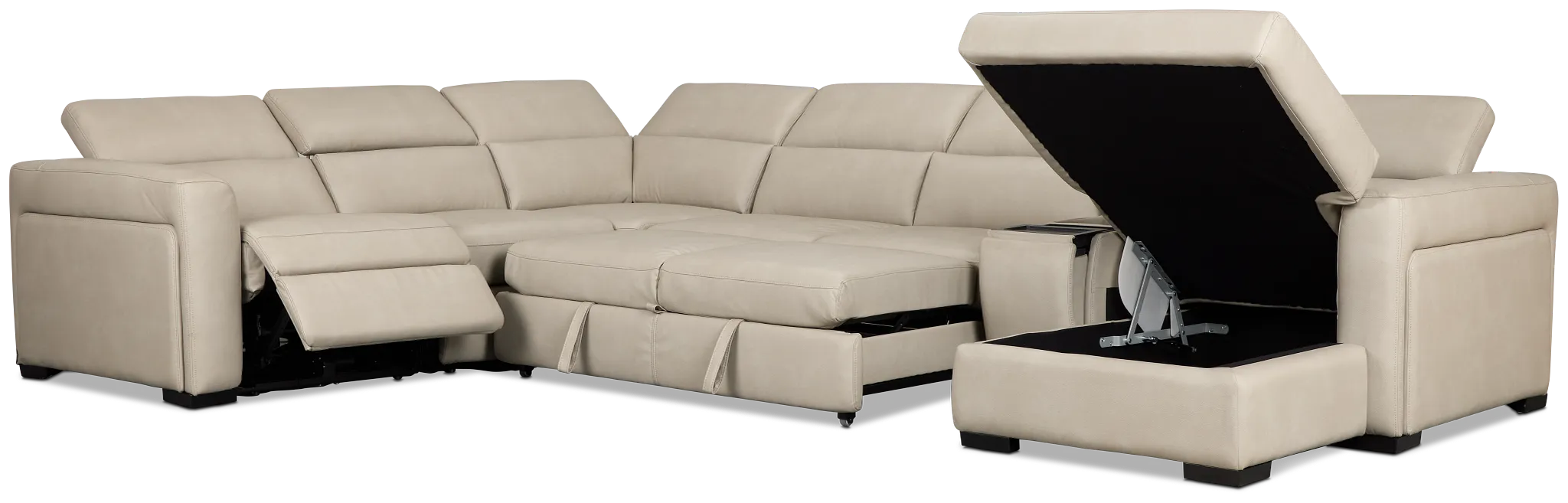 Melody Light Gray Storage Medium Right Dual Power Chaise Sleeper Sectional