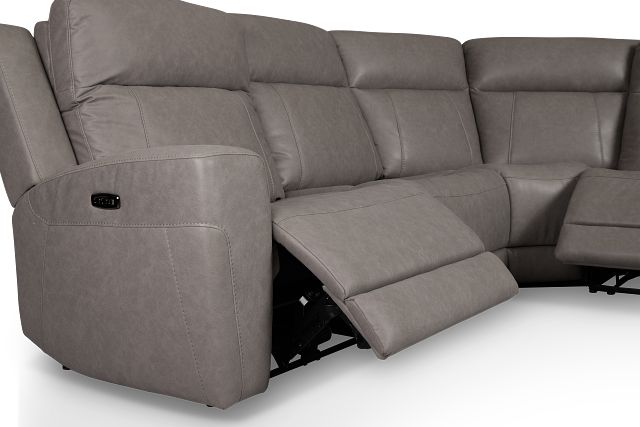 Colton Light Gray Micro Medium Triple Power 2-arm Sectional