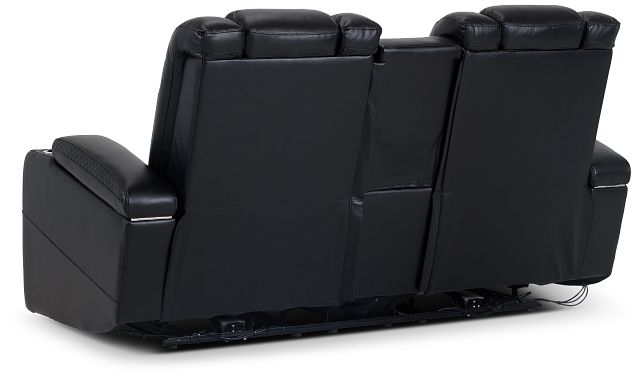 Troy Black Micro Power Reclining Console Loveseat