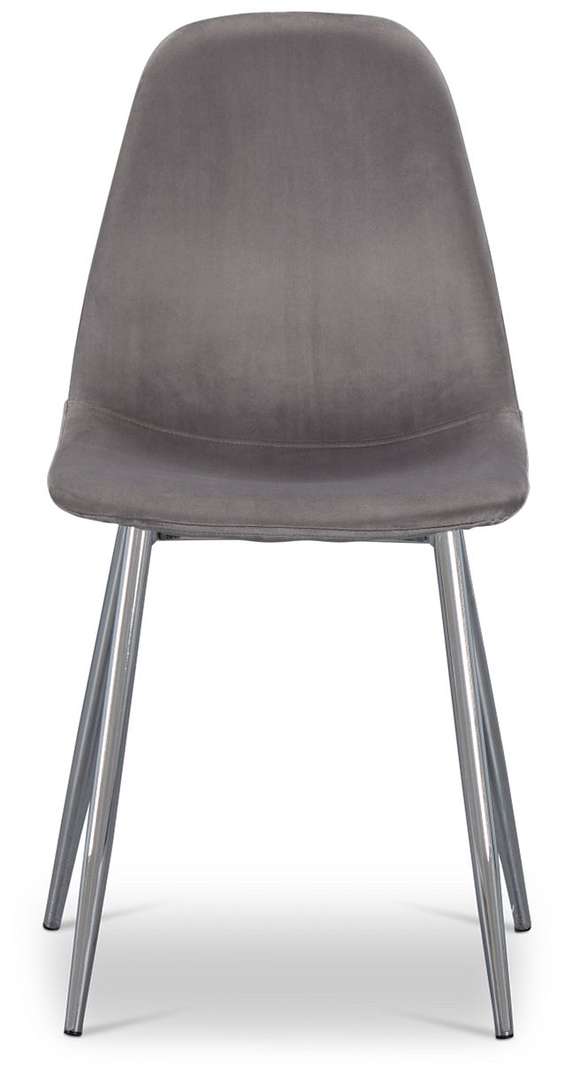Havana Light Gray Velvet Upholstered Side Chair W/ Chrome Legs