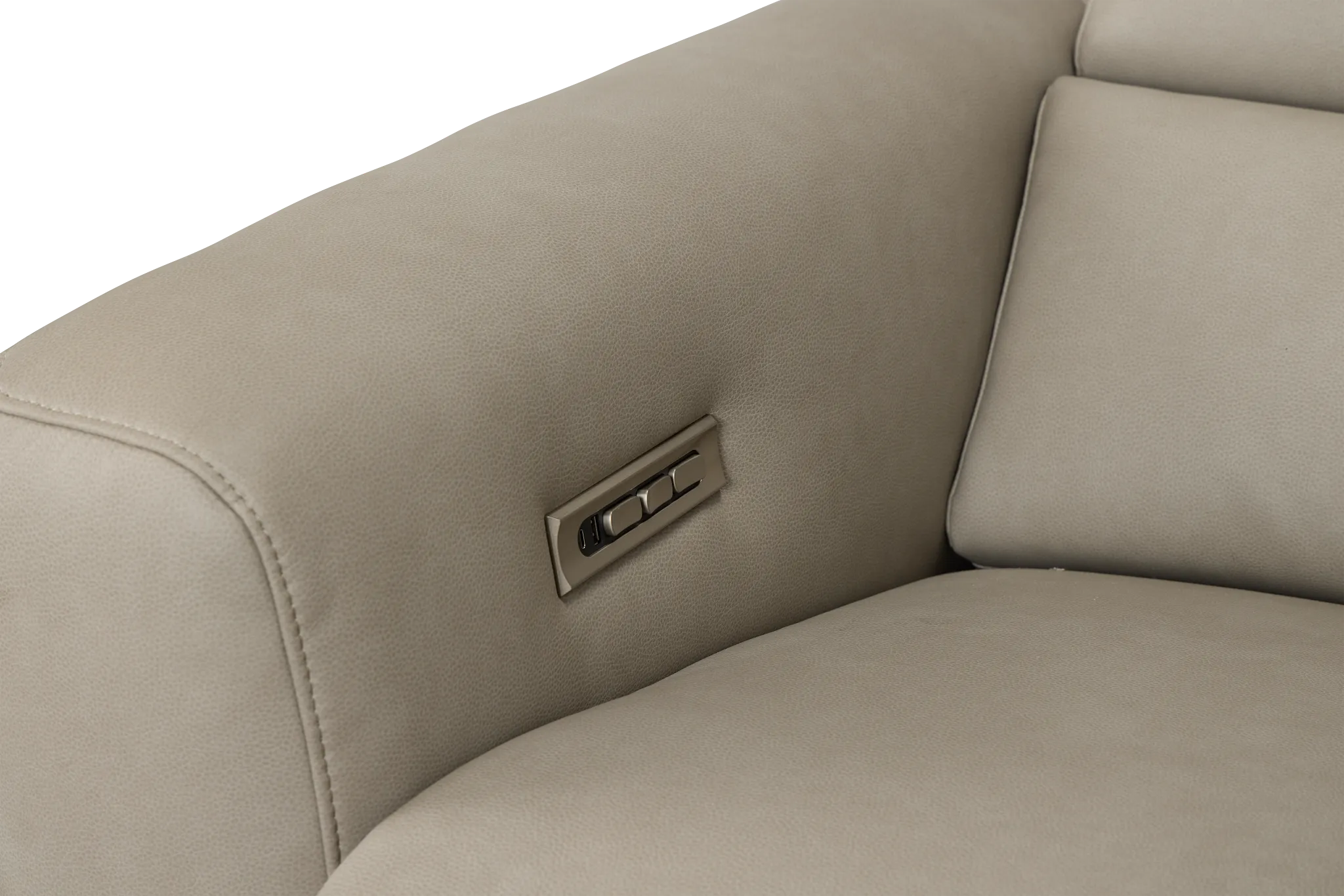 Melody Light Gray Micro Medium Triple Power 2-arm Sectional