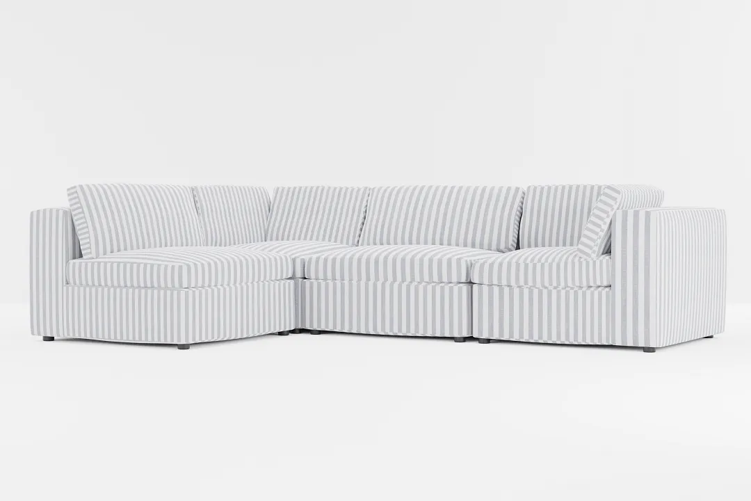 Destin Sea Lane Dark Blue Fabric 4-piece Modular Sectional