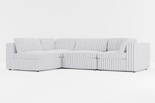 Destin Sea Lane Dark Blue Fabric 4-piece Modular Sectional