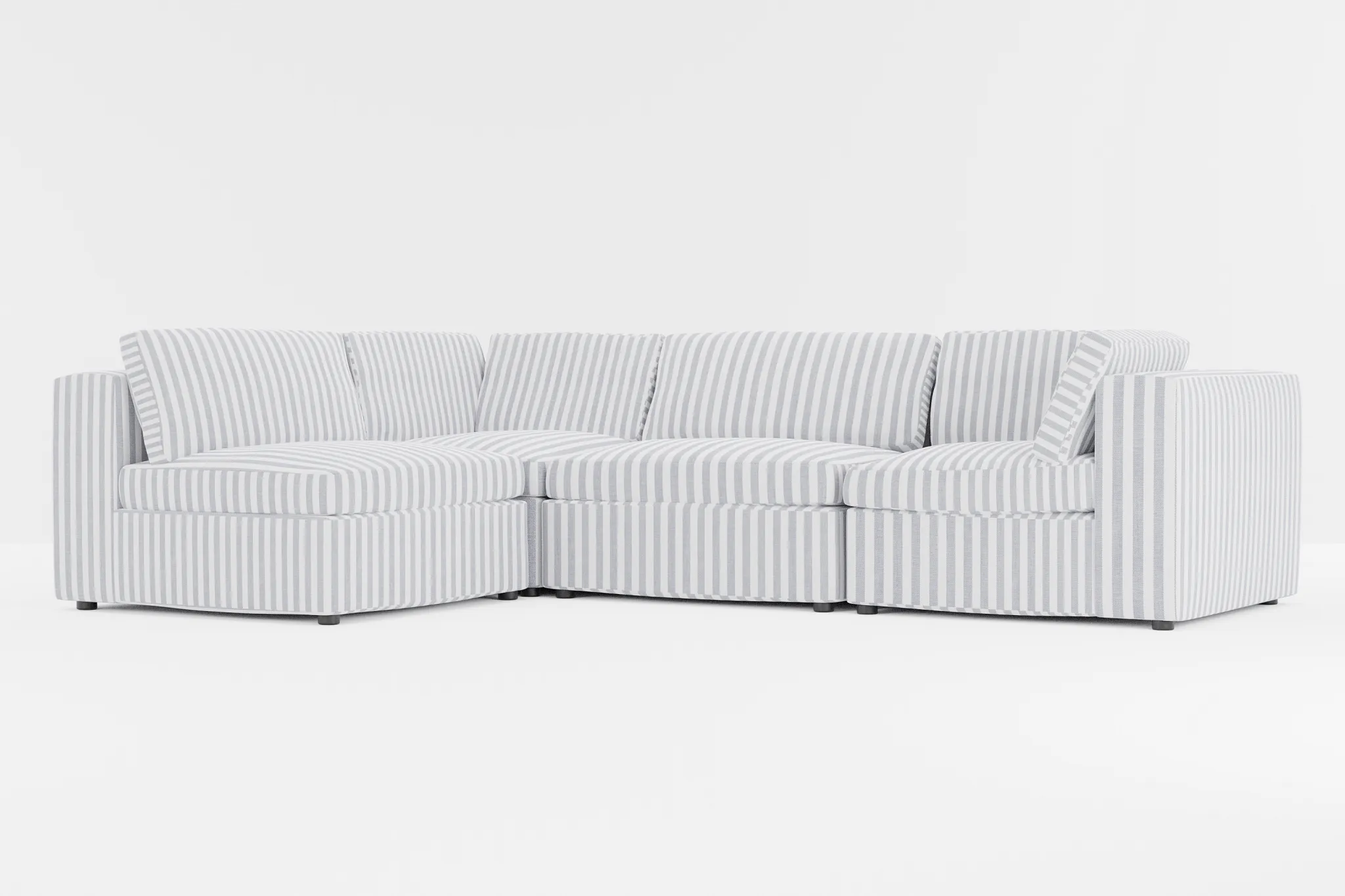 Destin Sea Lane Dark Blue Fabric 4-piece Modular Sectional