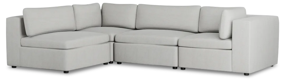 Destin Sutton Gray Fabric 4-piece Modular Sectional