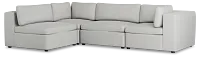 Destin Sutton Gray Fabric 4-piece Modular Sectional