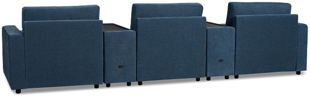 Addie Blue Fabric 6-piece Home Theater With Storage Consoles