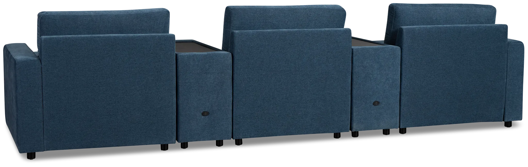 Addie Blue Fabric 6-piece Home Theater With Storage Consoles