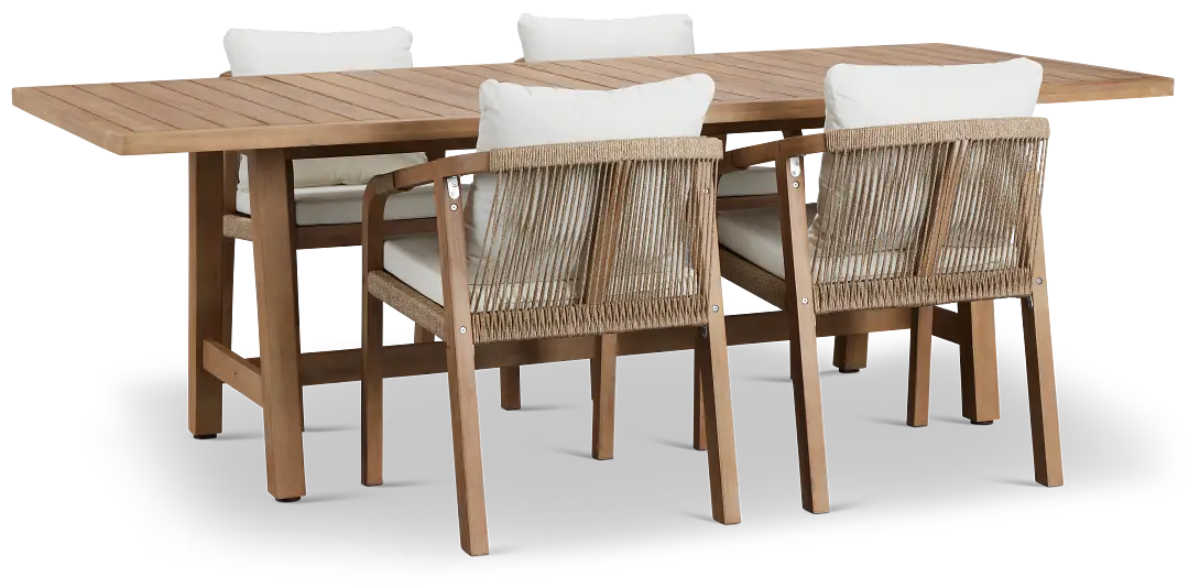 Laguna Light Tone 90" Rectangular Table & 4 White Cushioned Chairs Laguna Light Tone 90" Rectangular Table & 4 White Cushioned Chairs