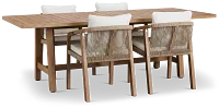 Laguna Light Tone 90" Rectangular Table & 4 White Cushioned Chairs