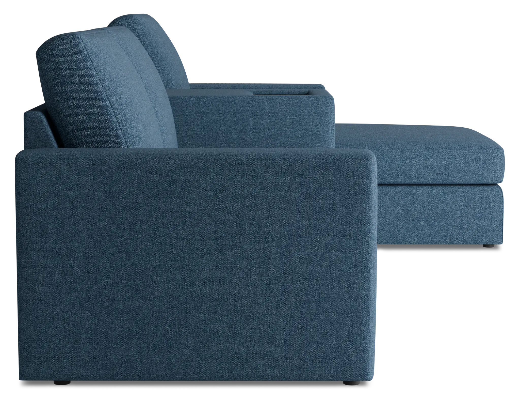 Citymod Blue Fabric Small Right Chaise Sectional With Storage Console Citymod Blue Fabric Small Right Chaise Sectional With Storage Console