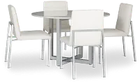 Amalfi White Marble Round Table & 4 Upholstered Chairs