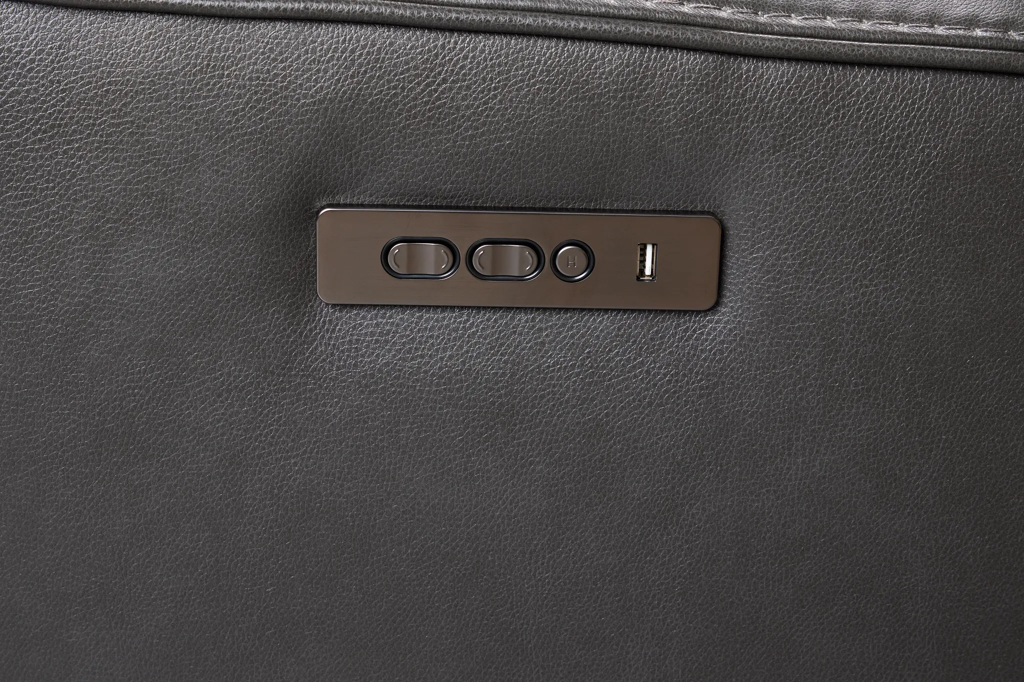 Benji Dark Gray Lthr/vinyl Medium Triple Power 2-arm Sectional