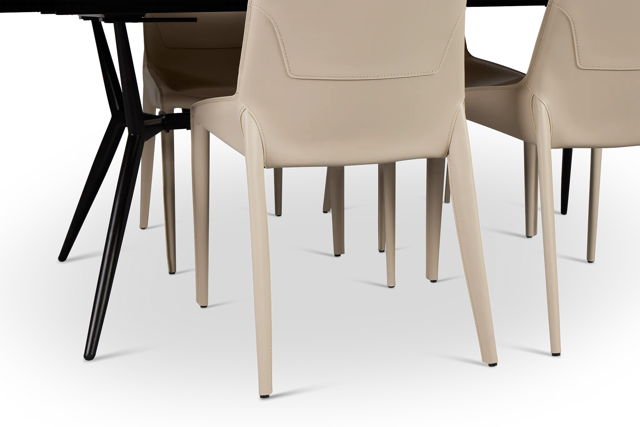 Margo Two-tone Rect Table & 4 Light Beige Upholstered Side Chairs