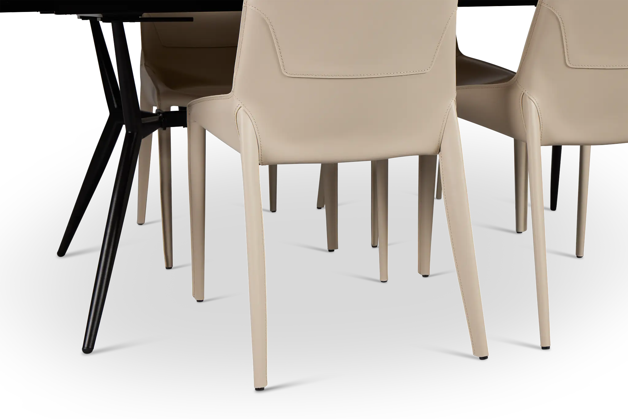 Margo Two-tone Rect Table & 4 Light Beige Upholstered Side Chairs Margo Two-tone Rect Table & 4 Light Beige Upholstered Side Chairs