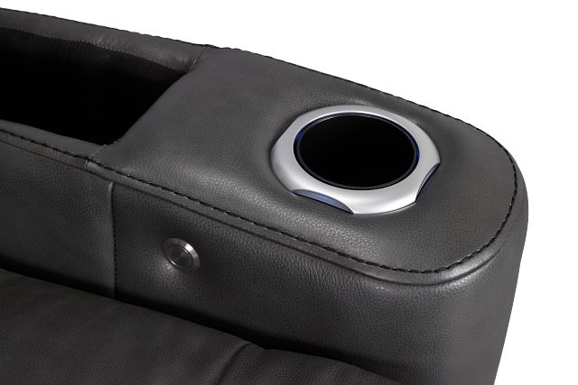 Nova Dark Gray Lthr/vinyl Medium 2-arm Triple Power Massage Sectional