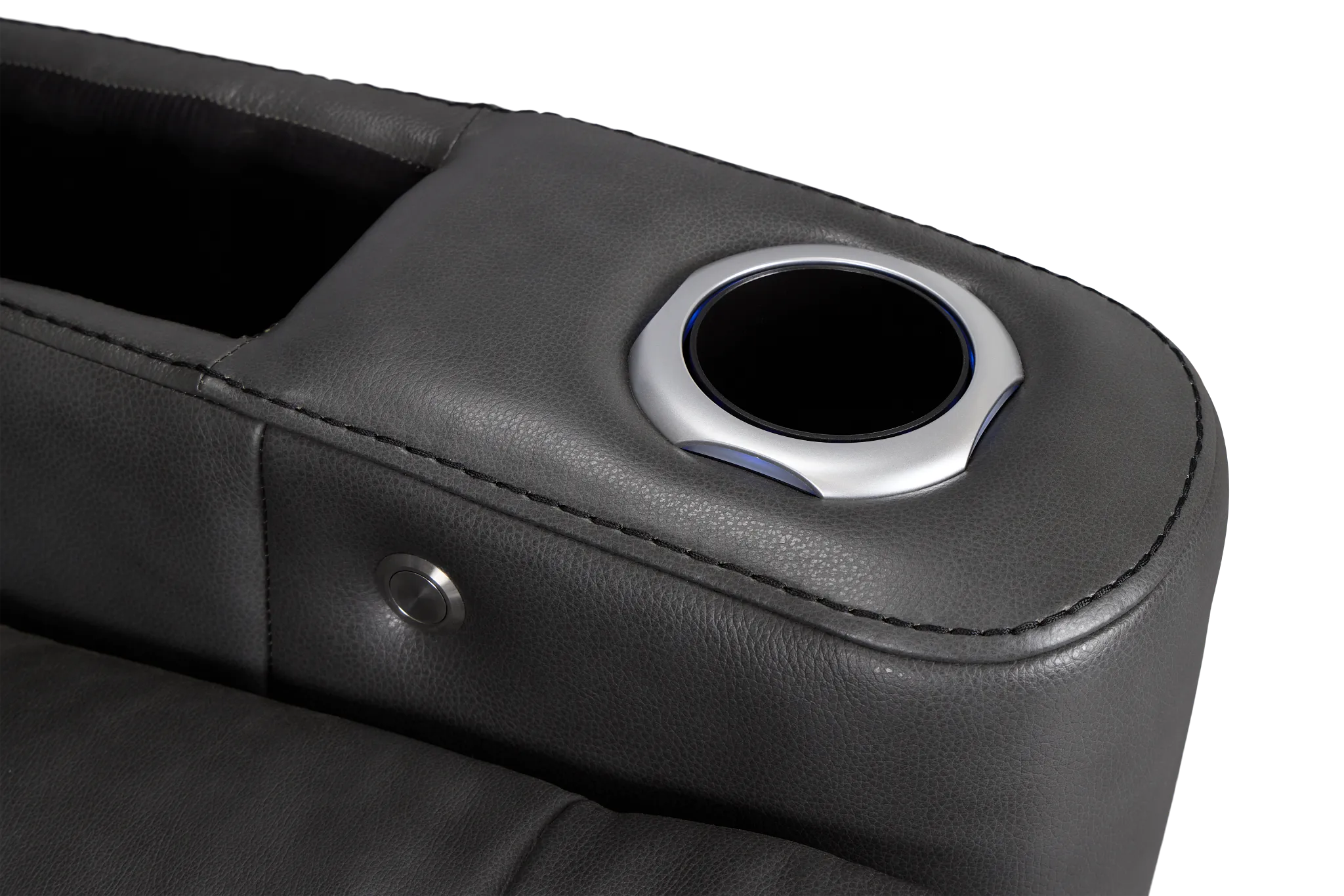 Nova Dark Gray Lthr/vinyl Medium 2-arm Triple Power Massage Sectional