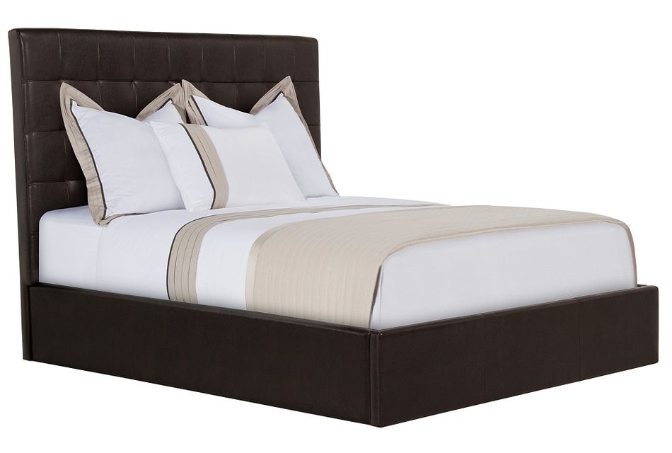 Lynx Dark Brown Uph Platform Bed Bedroom Beds City Furniture