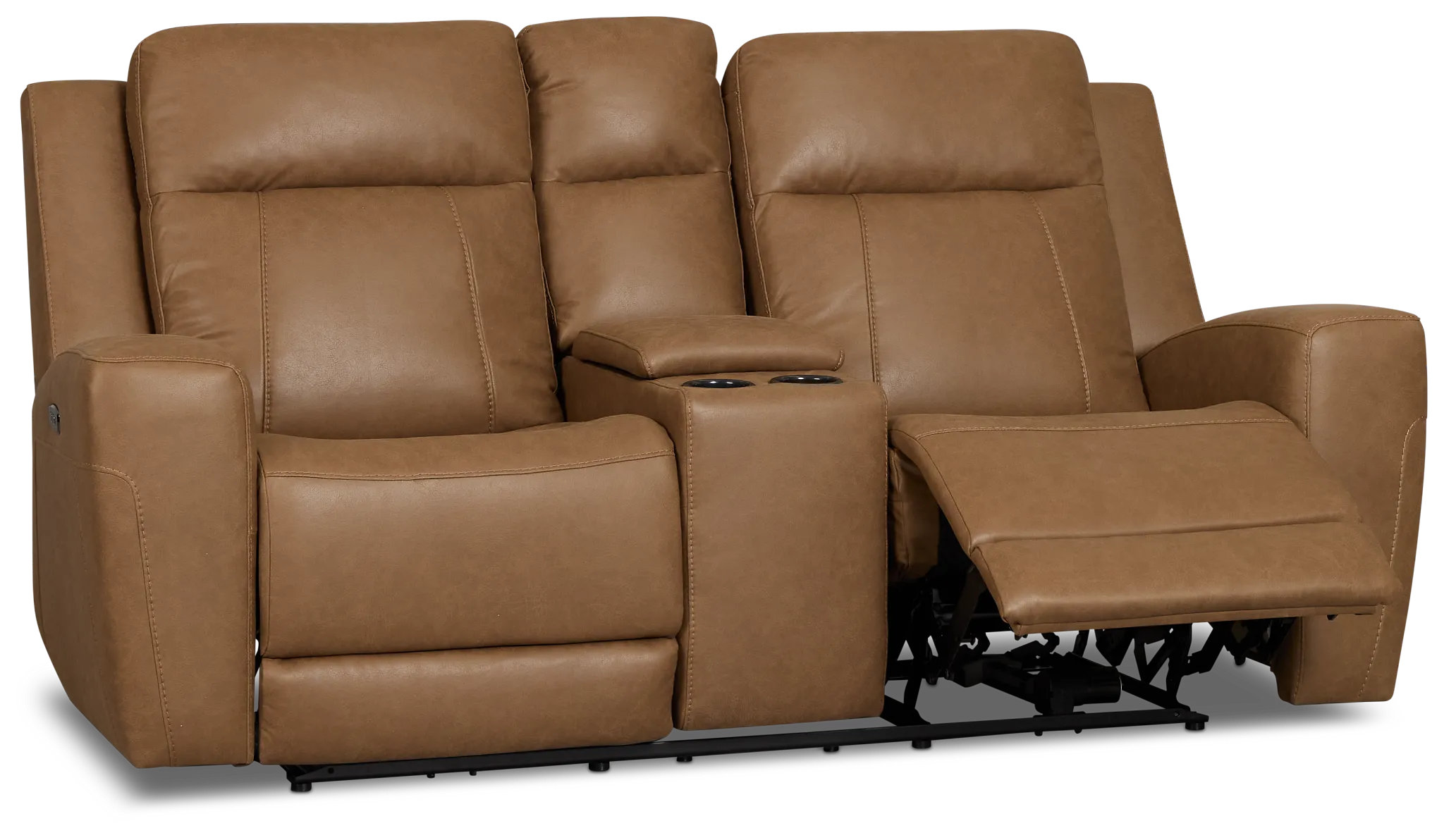 Colton Brown Micro Power Reclining Console Loveseat with Power Headrest