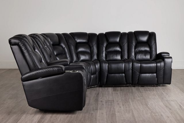 Troy Black Micro Left Console Love Reclining Sectional