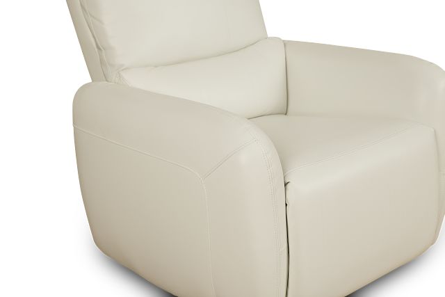 Eve White Lthr/vinyl Power Swivel Glider Recliner