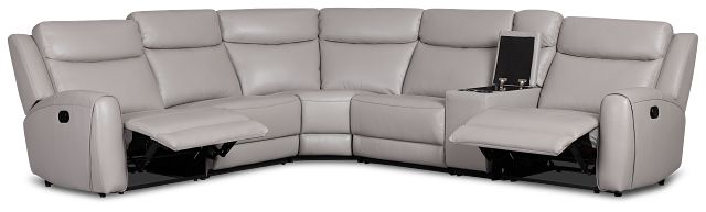 Walker Light Gray Lthr/vinyl Medium Dual Manual 2-arm Sectional