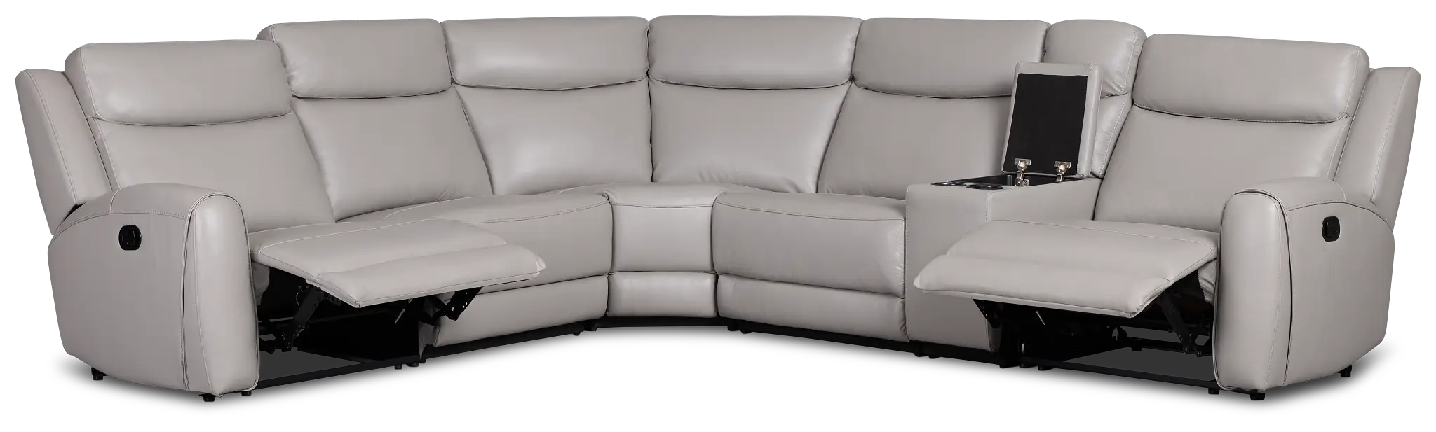 Walker Light Gray Lthr/vinyl Medium Dual Manual 2-arm Sectional Walker Light Gray Lthr/vinyl Medium Dual Manual 2-arm Sectional