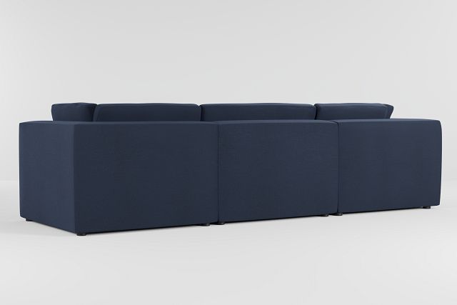Destin Peyton Dark Blue Fabric 3 Piece Modular Sofa