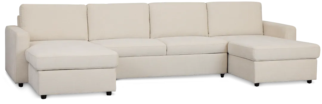 Addie Beige Fabric Double Chaise Sleeper Storage Sectional