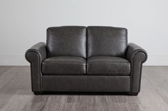 Lincoln Dark Gray Lthr/vinyl Loveseat