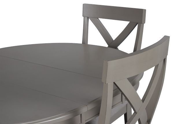 Marina Gray Round Table & 4 Wood Chairs (3)