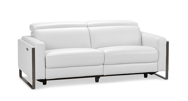 Atlas White Lthr/vinyl Power Reclining Sofa