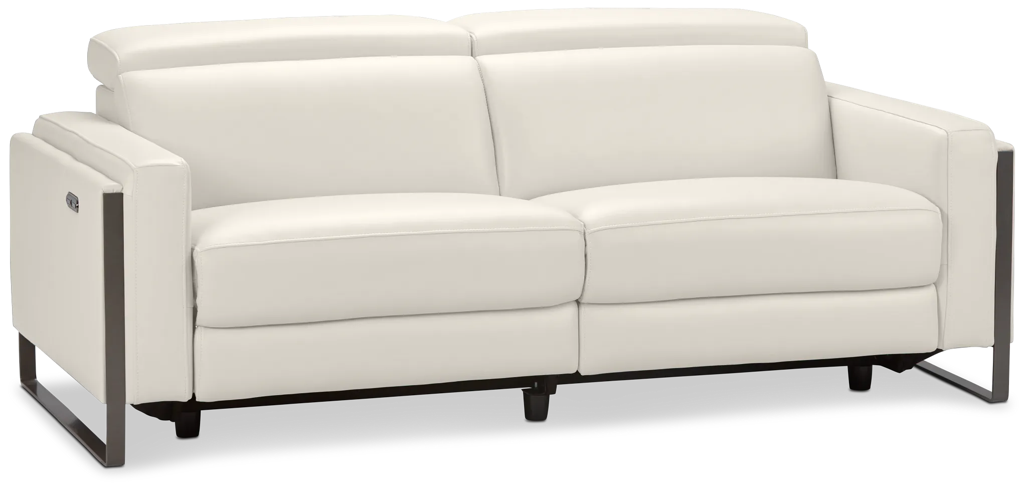 Atlas White Lthr/vinyl Power Reclining Sofa
