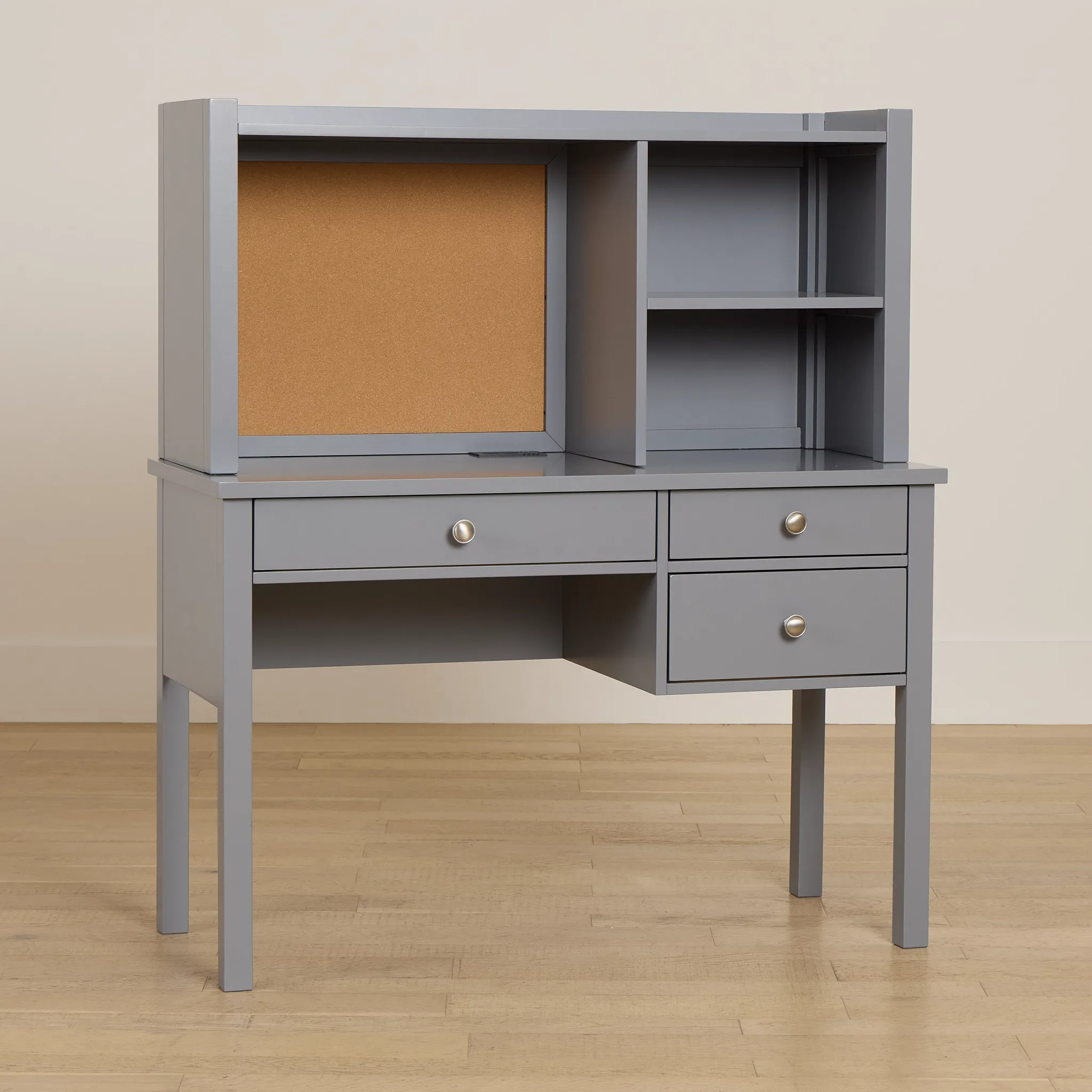 Charleston Gray 3-drawer Desk & Hutch