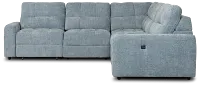 Hendrix Light Blue Fabric Medium Tri Power 2 Arm Extension Chaise Sectional