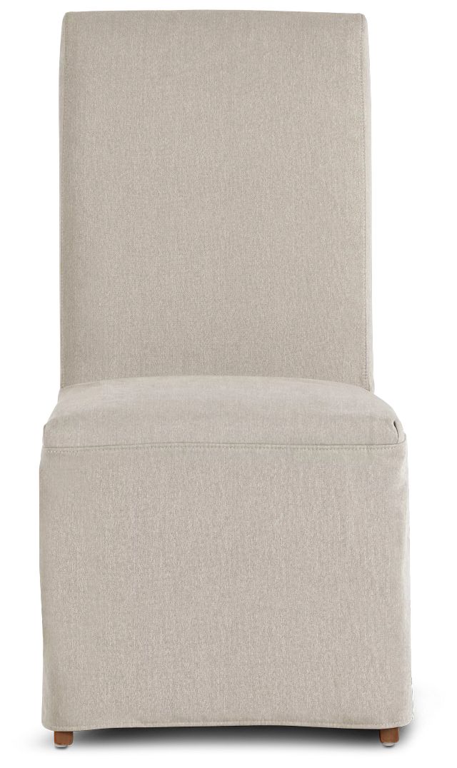 Harbor Light Beige Long Slipcover Chair With Light Tone Leg