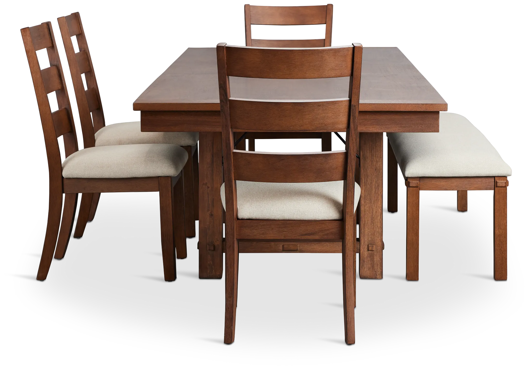 Park City Dark Tone Rect Table With 4 Wood Side Chairs & Bench
