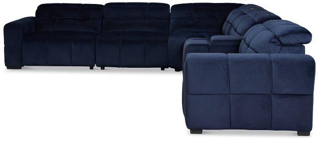 Gemma Navy Velvet Medium Dual Power 2-arm Reclining Sectional