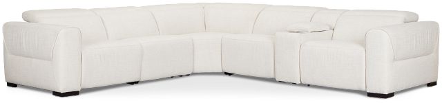 Ellis Light Beige Fabric Medium Triple Power 2-arm Sectional
