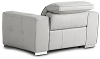 Reva Gray Leather Power Recliner With Power Headrest