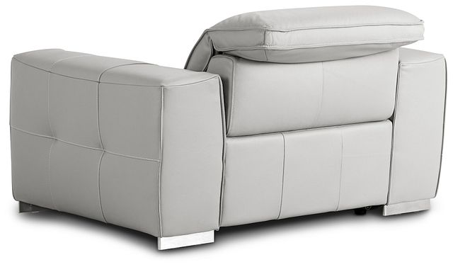 Reva Gray Leather Power Recliner With Power Headrest