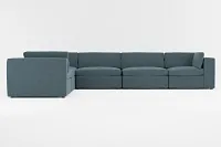 Destin Elevation Dark Blue Fabric 6-piece Modular Sectional