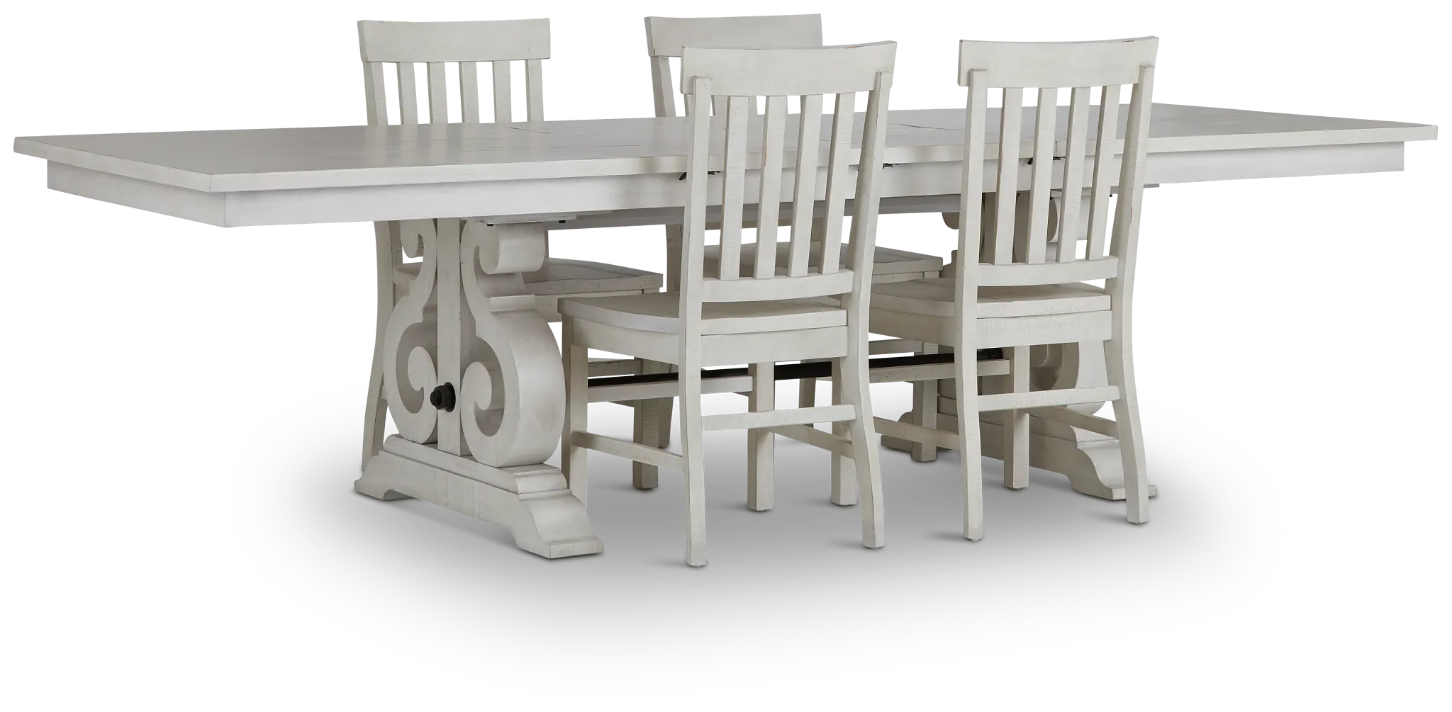 Sonoma Ivory Trestle Table & 4 Wood Chairs