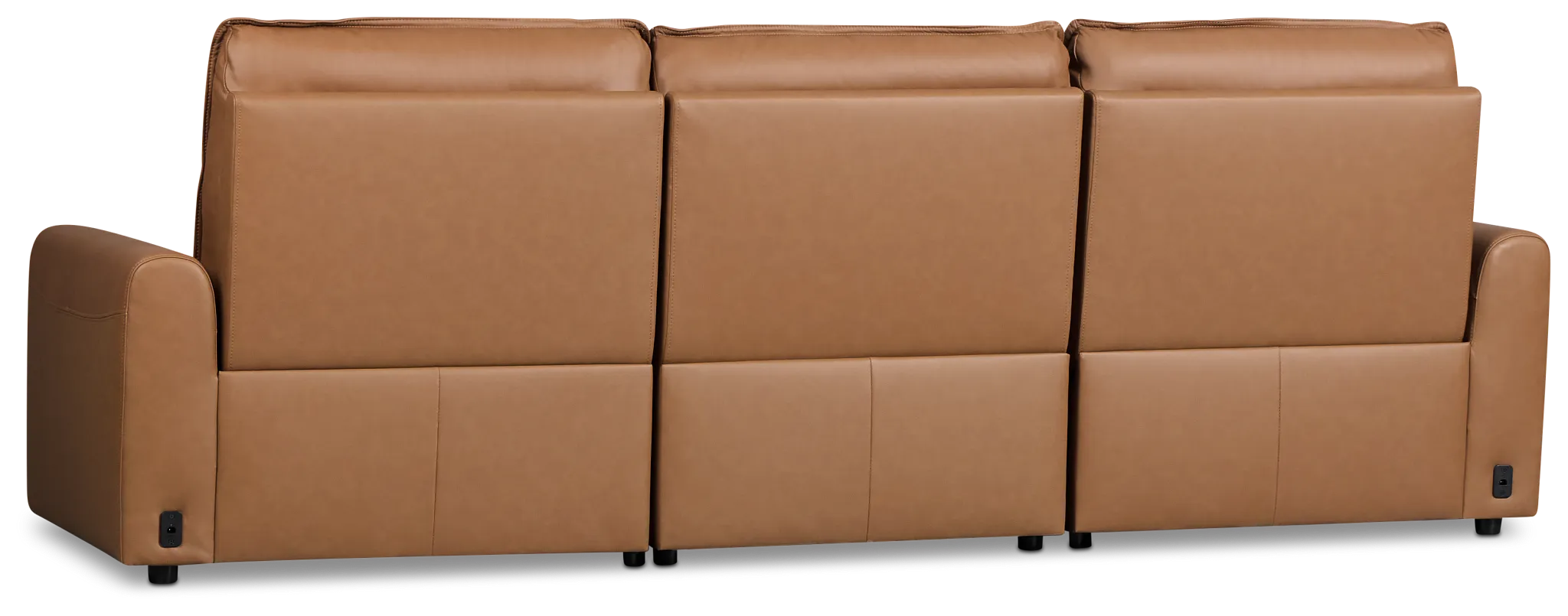 Edison Medium Brown Leather/Vinyl 3-piece Modular Power Sofa