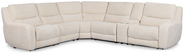 Bennett Light Beige Fabric Medium Triple Power 2-arm Sectional